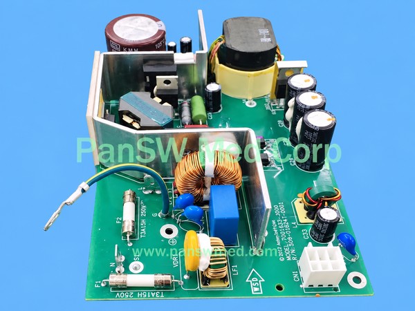Power supply board offered for Philips MX400 MX450 MX500 MX550 monitors, with transformer, heat sinks, capacitors and connector