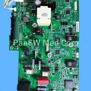 Pre-owned Philips XL+ defibrillation circuit board with connectors, capacitors, transformers and attached wiring
