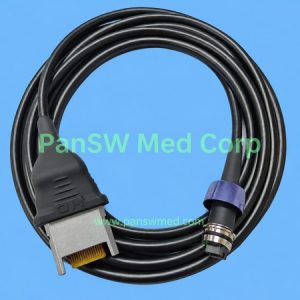 Black STORZ H3-Z camera connection cable with rectangular contact assembly and blue-collared circular connector