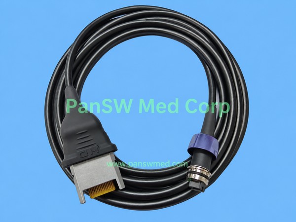 Black STORZ H3-Z camera connection cable with rectangular contact assembly and blue-collared circular connector