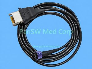 Black STORZ H3-Z camera connection cable with rectangular contact assembly and blue-collared circular connector
